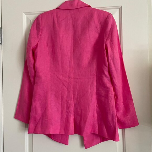 NWT Central Park West Blazer Blake Pink Linen Jacket Structured Career‎ Chic - Picture 6 of 7